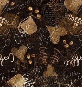 Michael Miller Fabric - Perk Up Cafe Doodles Chocolate