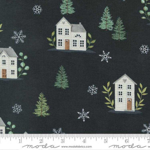 Moda Fabric - Holidays At Home - Houses Charcoal Black
