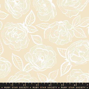 Ruby Star Society Fabric - First Light Lace Roses - Parchment