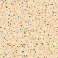 QT Fabric - Lil Buddies - Stars & Hearts Coral