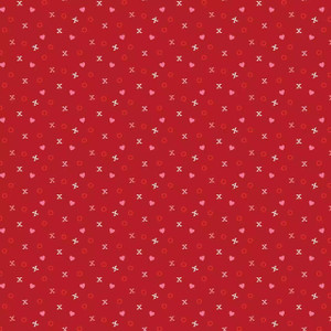 Riley Blake Designs Fabric - Falling in Love X's & O's - Red