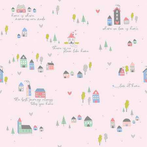 Riley Blake Designs Fabric - Mulberry Lane Village Ltpink