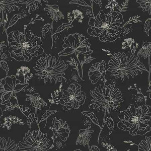Riley Blake Designs Fabric - Honey Bee Wildflowers Black