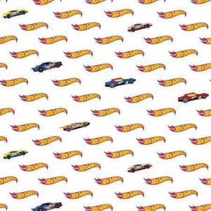 Riley Blake Designs Fabric - Hot Wheels Logo White