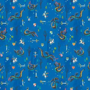 Riley Blake Designs Fabric - Little Brier Rose Dragons Midnight