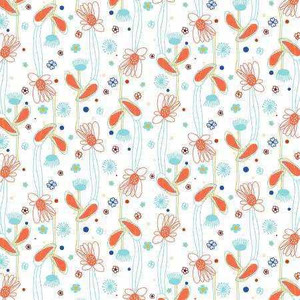 RJR Fabric - Flower Doodles - Floral Lines - Brick