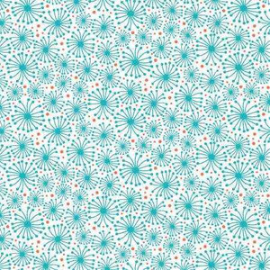 RJR Fabric - Flower Doodles - Dandelions - Turquoise
