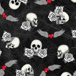 Windham Fabric - Born to Ride - Black Skulls