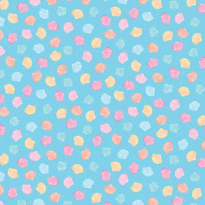 Benartex Fabric - Flamingal Pals - Mini Seashells - Turquoise