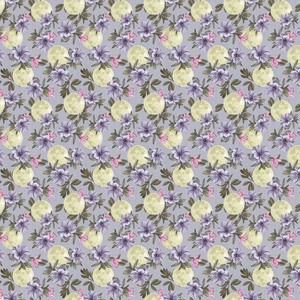 Blank Quilting Fabric - Midnight Rendezvous || Moons with Flowers