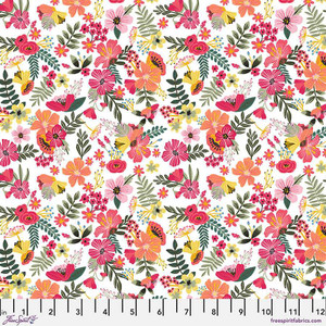 Free Spirit Fabric - Gardenara Morning - White || Floral Pets