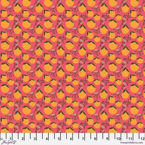 Free Spirit Fabric - Oranges - Coral || Floral Pets