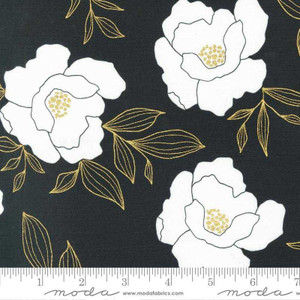 Moda Fabric - Gilded Metallic - Bold Blossoms - Ink Gold