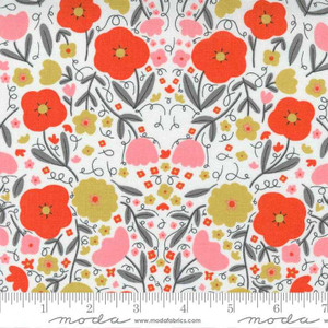 Moda Fabric - Words To Live By - Peppy Petals - Cloud Clementine