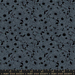 Ruby Star Society Fabric - Tiny Frights - Floral Neon - Ghostly