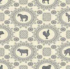 QT Fabric - COUNTRY FARM - ANIMAL DOILY - CREAM