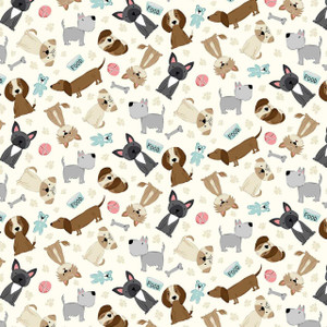 Studio E Fabric - Paw-sitively Awesome || Tossed Dogs