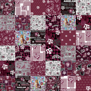 Sykel NCAA Texas A&M Collegiate Fabric - Cheater Quilt Allover-Cotton 50"