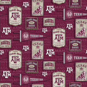 Texas A&M 1267 Aggies Vintage Pennant Cotton - Fabric Sykel
