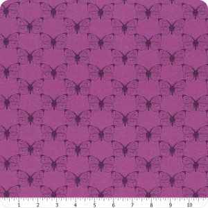 Bee Haven Etched Cabbage Butterfly Plum - Benartex Fabric
