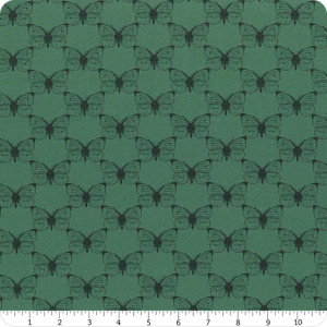 Bee Haven Etched Cabbage Butterfly Teal - Benartex Fabric