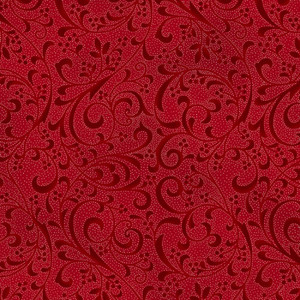 Holiday Elegance Floral Crimson Silver Metallic - Hoffman Fabric