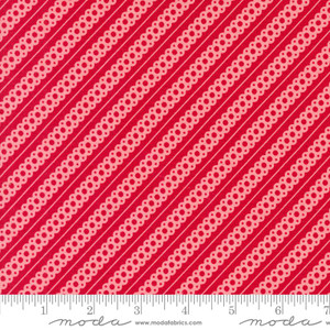 Kitty Christmas Diagonal Stripes Berry - Moda Fabric