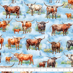 All Texas Shop Hop 2025 - Cattle Blue - QT Fabrics