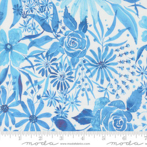 Sunshine Blue Skies True Blue Florals Water - Moda Fabric