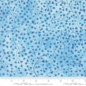 Sunshine Blue Skies Watercolor Leaf Vine Sky Blue - Moda Fabric