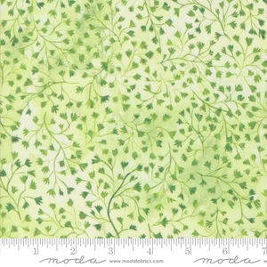 Sunshine Blue Skies Watercolor Leaf Vine Spring Green - Moda Fabric