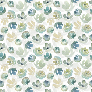 Enchanted Florals Enchanted Floral Toss Wht/Turqv - Benartex Fabric
