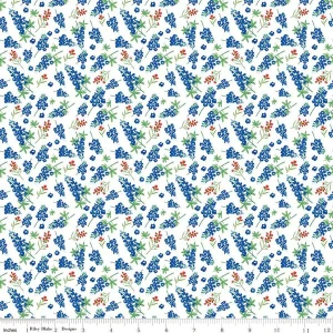 Friendship Florals Bluebonnets White - Riley Blake Fabric
