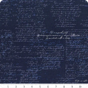 Between The Pages Manuscript Navy - Riley Blake Fabric
