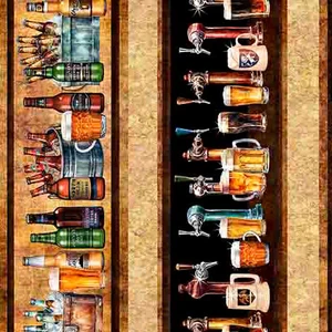 Brewmaster Beer Decorative Stripe - QT Fabrics