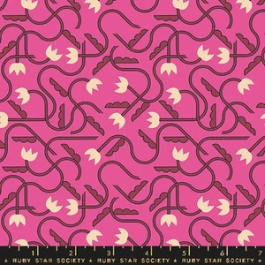 Woodland Park Retro Art Deco Tulips Flowers Raspberry - Ruby Star Society Fabrics 1086-14