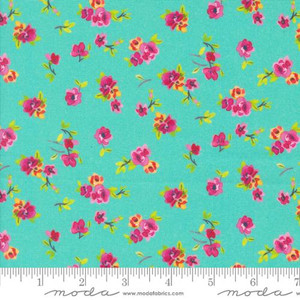 Flower Patches Vintage Chintz Florals Robins Egg - Moda Fabrics 21828-17