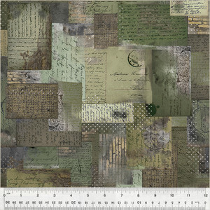 Boho Chicks Ephemera Dusty Green - Windham Fabrics 54564-9