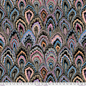 Kaffe Fassett Collective February 2025 Marble Scallops - Black - Free Spirit Fabrics pwgp207-black
