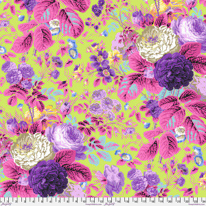 Kaffe Fassett Collective February 2025 Gradi Floral Lime - Free Spirit Fabrics pwpj053-lime