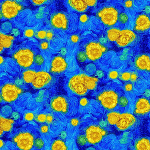 Sunflower Symphony Sunny Sky Swirl Blue - Timeless Treasures Fabrics CD3534-BLUE