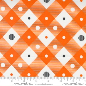 Too Cute To Spook Lift Your Spirits Check Orange Pumpkin - Moda Fabrics 22425-14