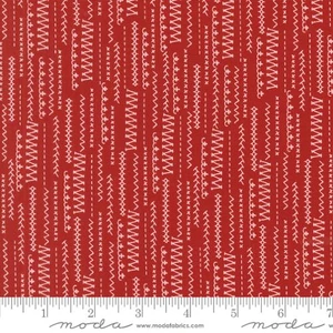 Threads Stitched Up Stripes Red - Moda Fabric 55686-23