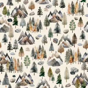 Bigfoot Pine Trees Cream - QT Fabric 30994-E