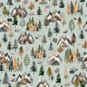Bigfoot Pine Trees Sage - QT Fabric 30994-H