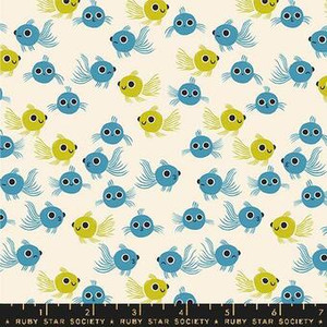 Animal Animal Goldfish Vintage Blue - Ruby Star Society Fabric RS5165-13