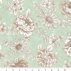 Sandalwood Camellia Florals Eucalyptus - 3 Sisters Fabric 44381-13