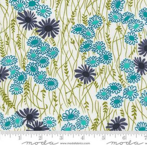 Color Crush Mingle Florals Off White Turquoise - Moda Fabric 10881-11