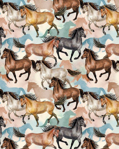 Gone Country Running Horses Multi - Benartex Fabric 14802-99 Premier Stitching