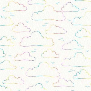 Whiskerville Floating Clouds Cream - P&B Fabric WSKR05752-E Premier Stitching